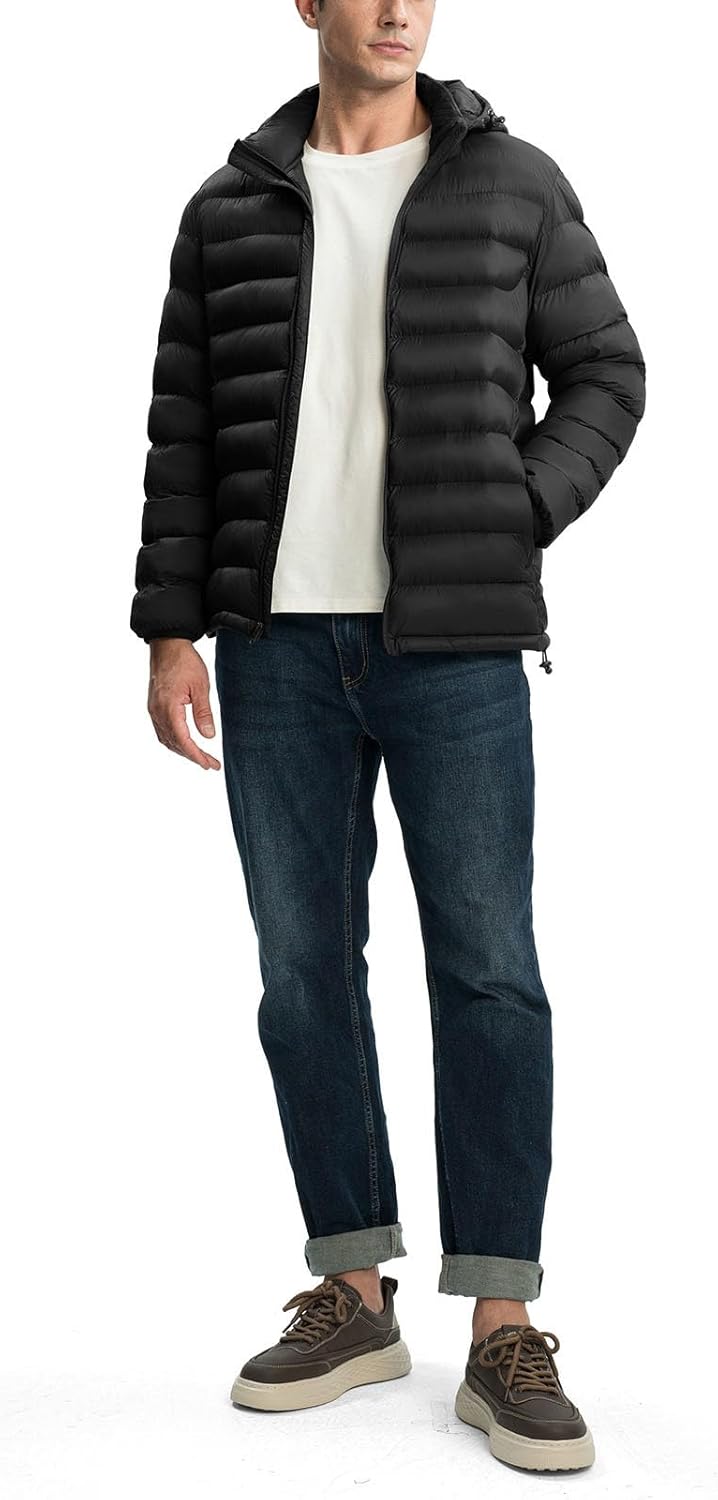 YSENTO Men's Down Alternative Jackets Lightweight Water-Resistant Winter Insulated Puffer Coat Detachable Hood - Image 6