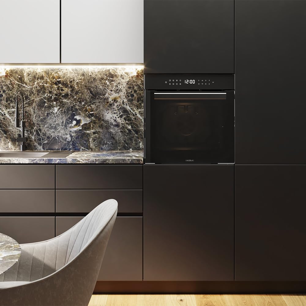 Cecotec Four Encastrable Bolero Hexa 9506000 Glass Black A de 81 L. 11 Fonctions avec Airfryer Master, Pizza Master, Cuisson 3D, Base vapeur X2, Faible consommation, Nettoyage facile, 5 Positions