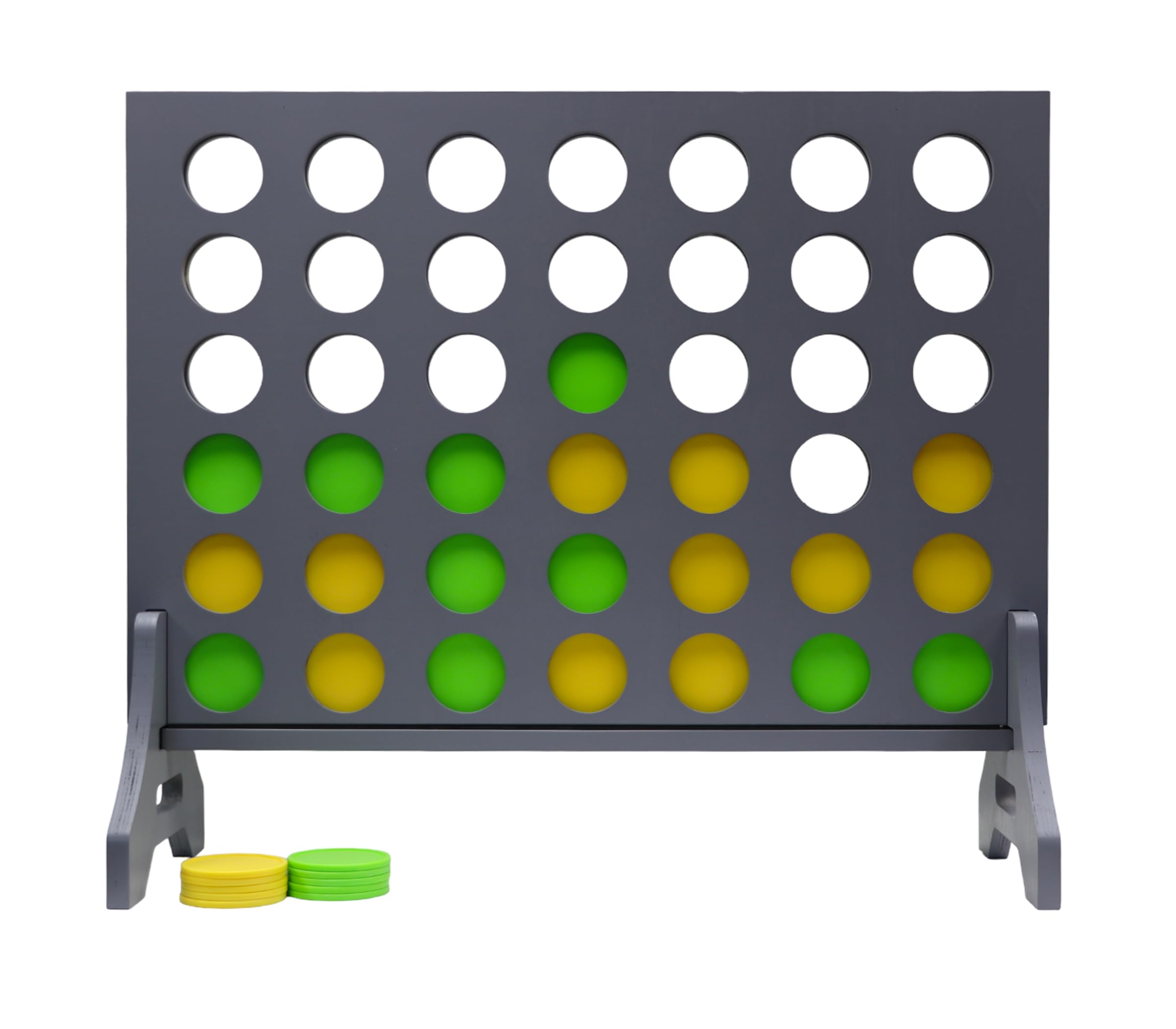Giant 4 in a Row Game for Family &amp; Adults – Tailgating Pros Jumbo Grey Wooden Four in a Row Indoor &amp; Outdoor Yard Game for Family Party Fun, Portable Activities for Patio, Backyard, and Camping