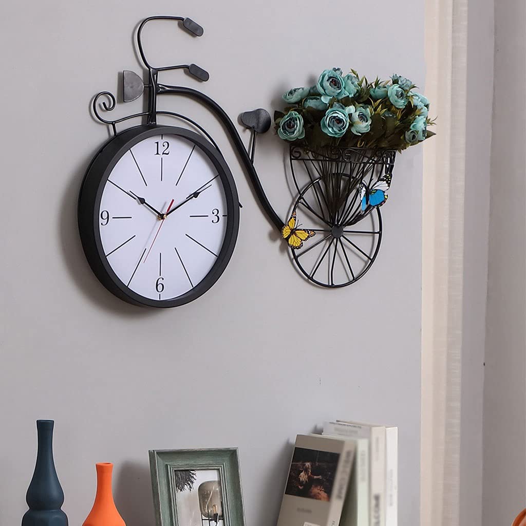 Zegary ścienne Zegar ścienny Czarny kutego żelaza Zegar Nowoczesny skandynawski Dom Salon Sypialnia Dekoracja ścienna Ozdoby Zegar ścienny 40 cm Zegary ścienne Salon