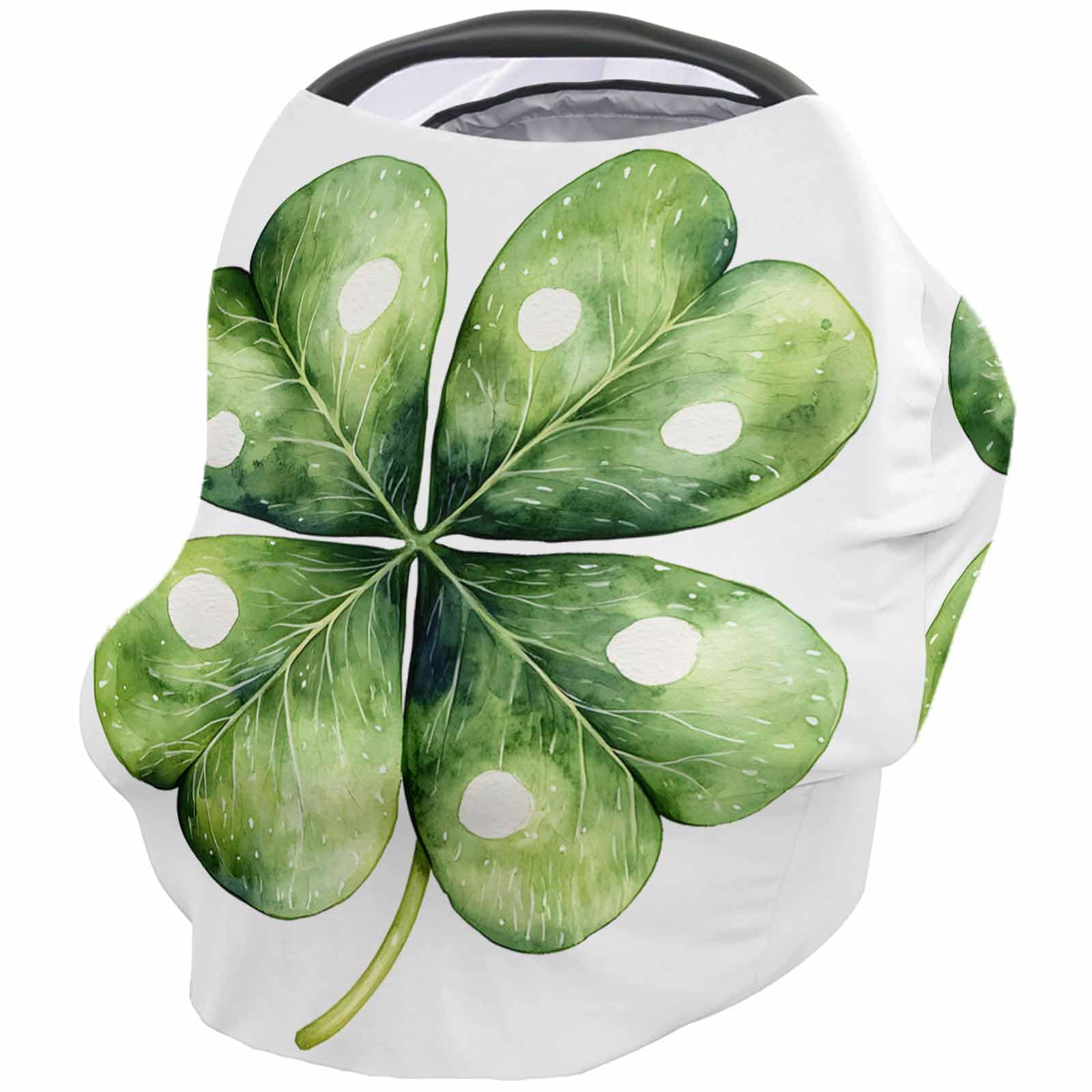 Nursing Cover for Breastfeeding Scarf, St. Patrick's Day Green Four Leaf Shamrock Baby Car Covers Super Soft Multi Use for Canopy Shopping Cart Cover Blanket Stroller Cover