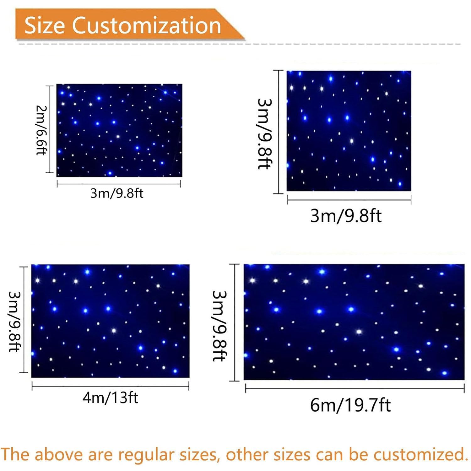 Opvouwbare Achtergrond Podium Sterrenhemel Doek 4mx8m Achtergrond LED Podium Achtergrond, Nachtelijke Hemel Gordijn Achtergronden Ruimte Thema Achtergrond Decoratie voor Bruiloft Feest Club 3x4m