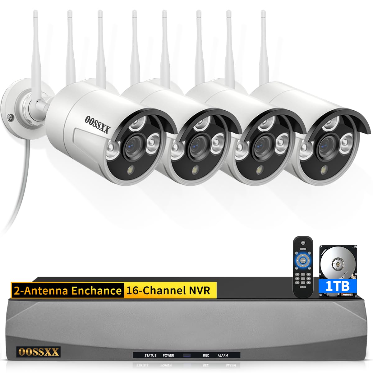 3MP Wireless WiFi Outdoor Security Camera System 1TB HDD 30 Days Storage