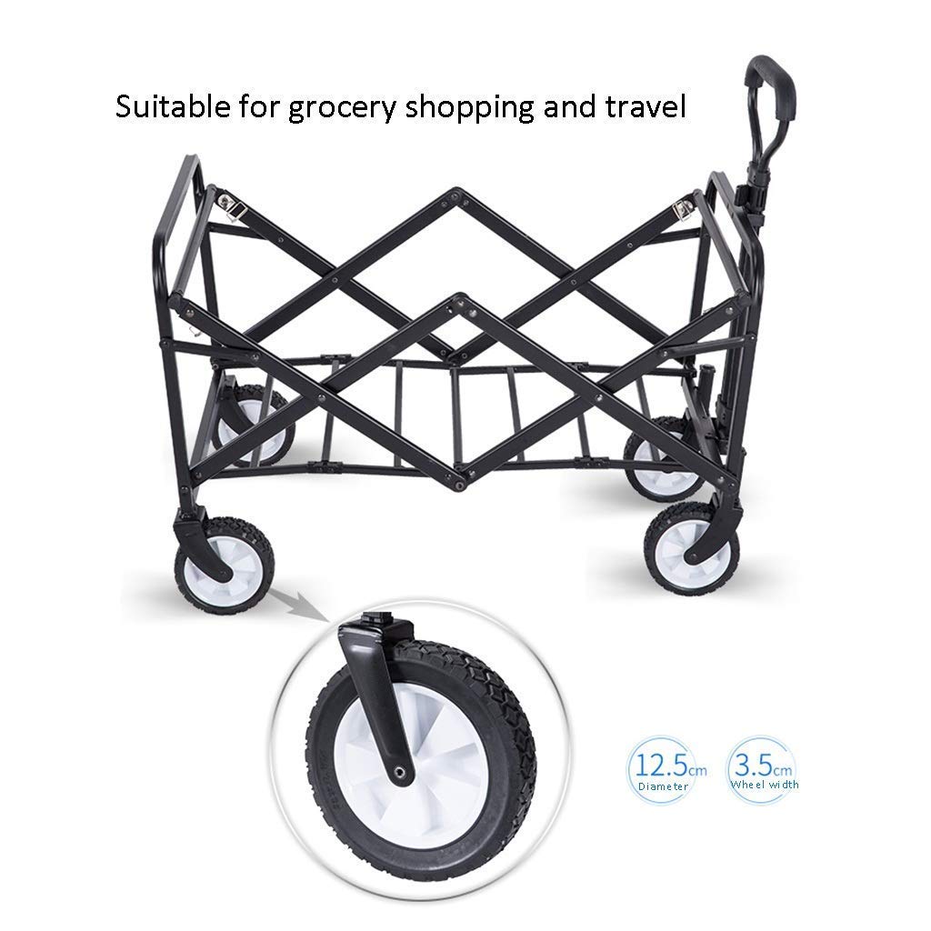 Chariots de Stockage Chariot de Jardin Pliant Chariot Robuste Chariot Multifonction pour Camping en Plein air Supermarché de Plage avec 4 Roues, Charge ： 60 Kg