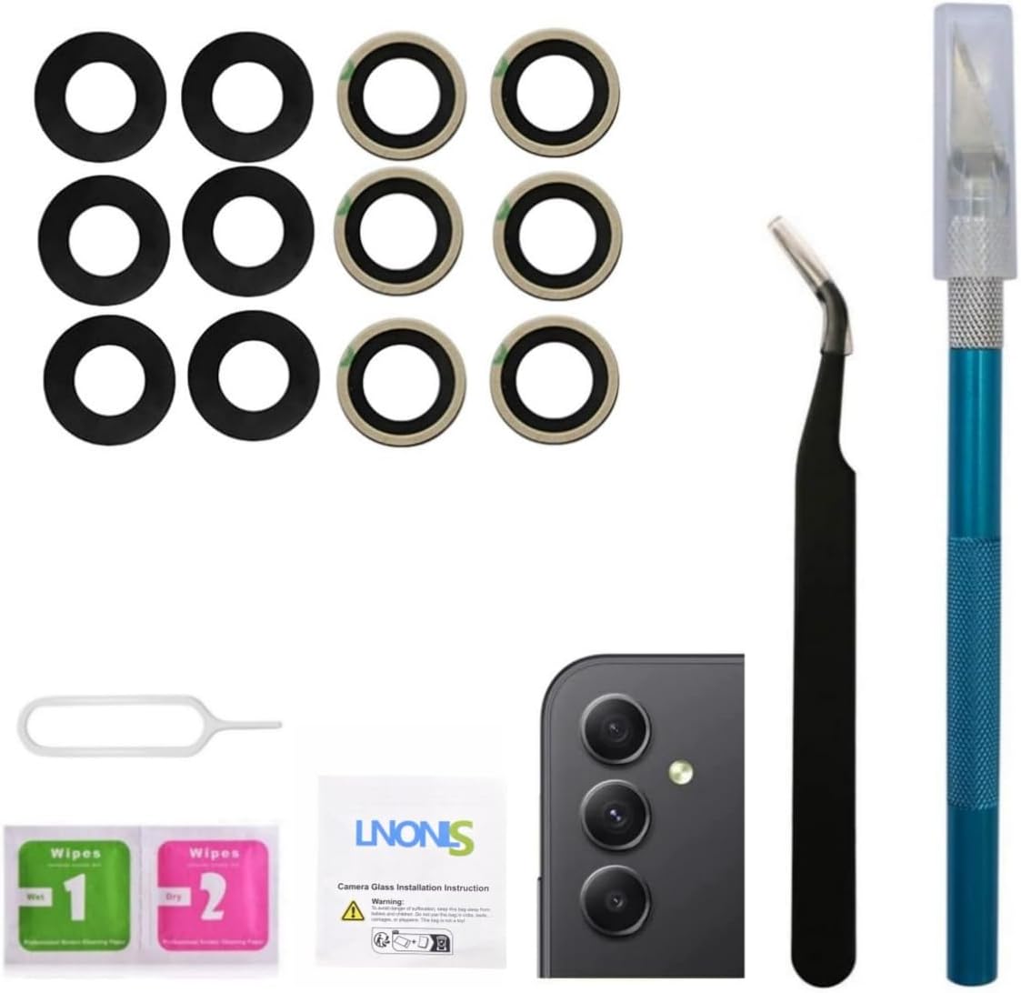 2 Pack A54 Back Rear Camera Glass Lens Replacement for Samsung Galaxy A54 5G SM-A546B with Adhesive Preinstalled and Repair Toolkit