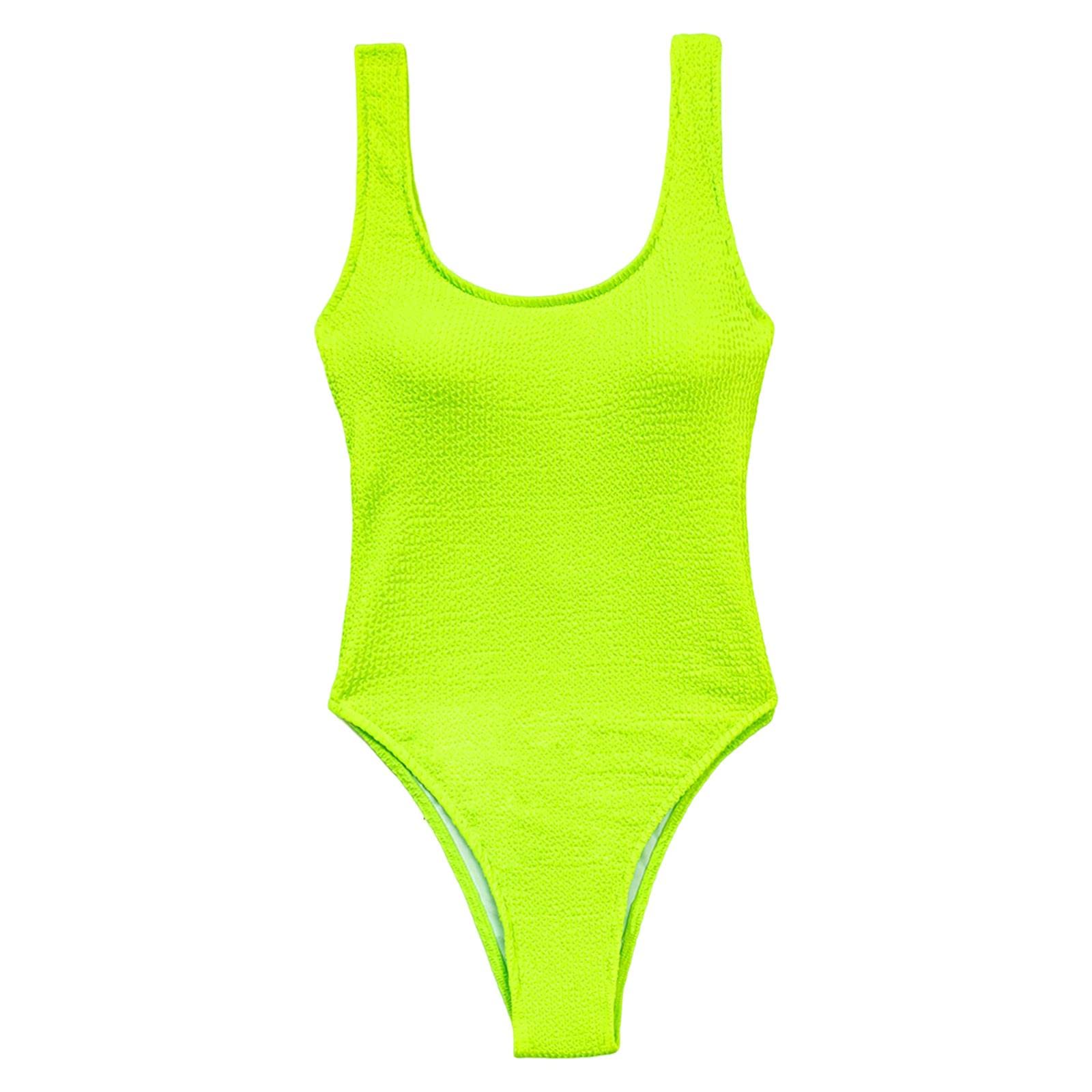 MERISHOPP™ Swimsuit with Chest Pads Beachwear Thong Bathing Suits Women S Fluorescent Yellow-image-17