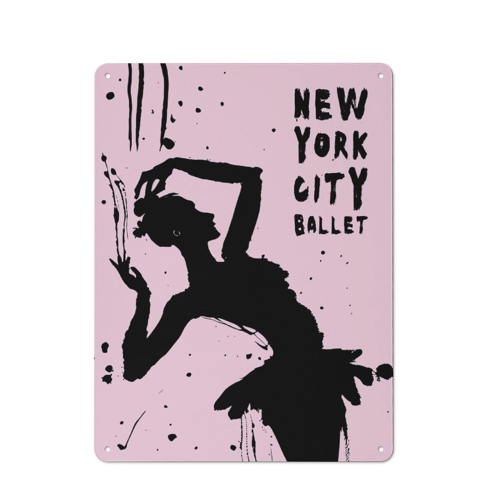 Junmoney Style-23 New York Ballet School Urban Metal Wall Decor 40X30cm, Industrial Metal Sign For Flat, Bar, Studio Or Gallery Wall