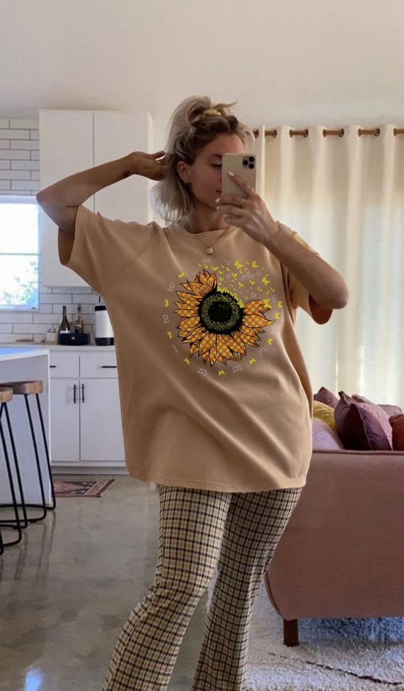 Womens Oversized T Shirts Loose Fit Graphic Tees Summer Casual Short Sleeve Tops - Image 2