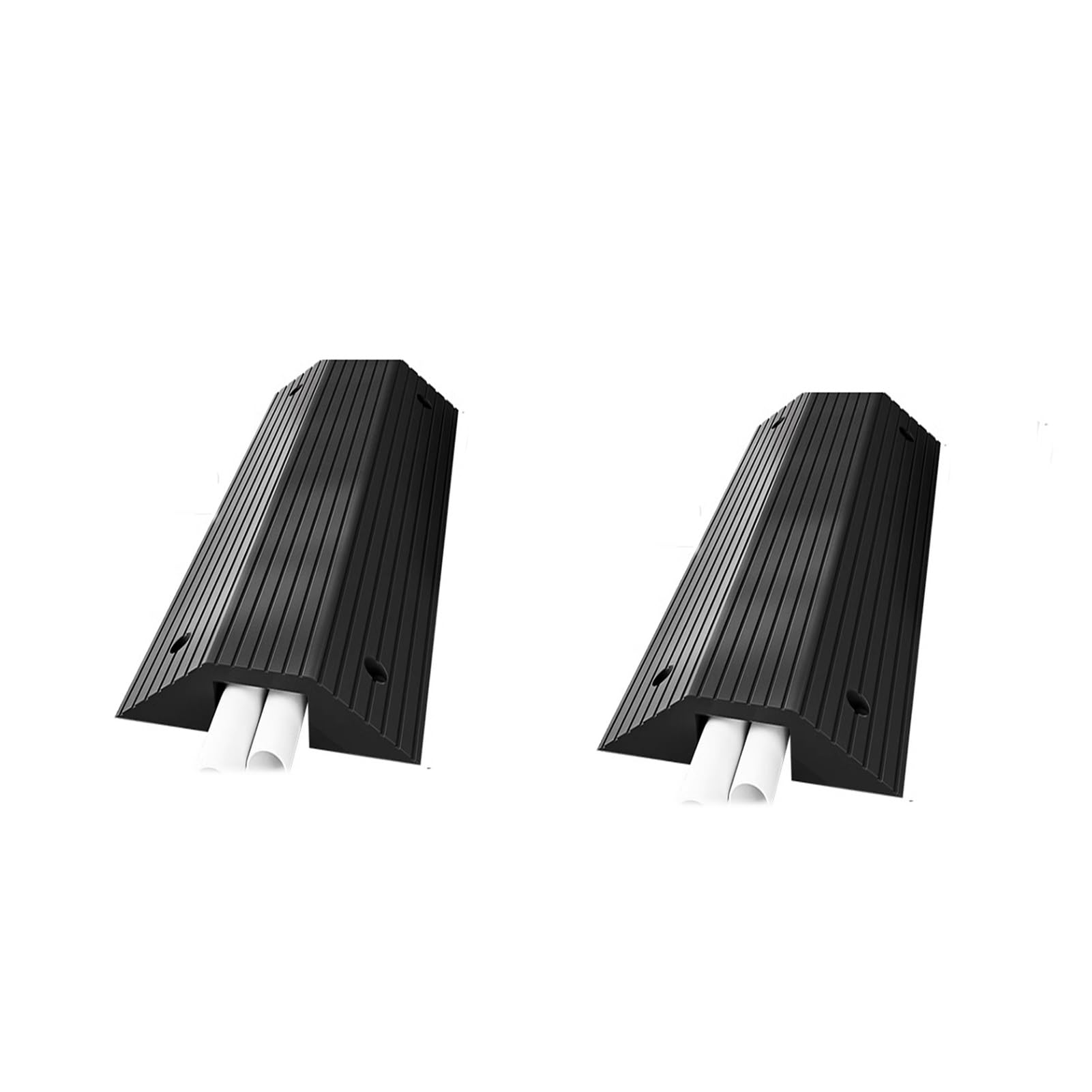 Bridge Ramp-Rubber Threshold Curbside Bridge Ramp，Non-Slip Driveway Curb Ramp Protect Wires And Water Pipes(2pcs)