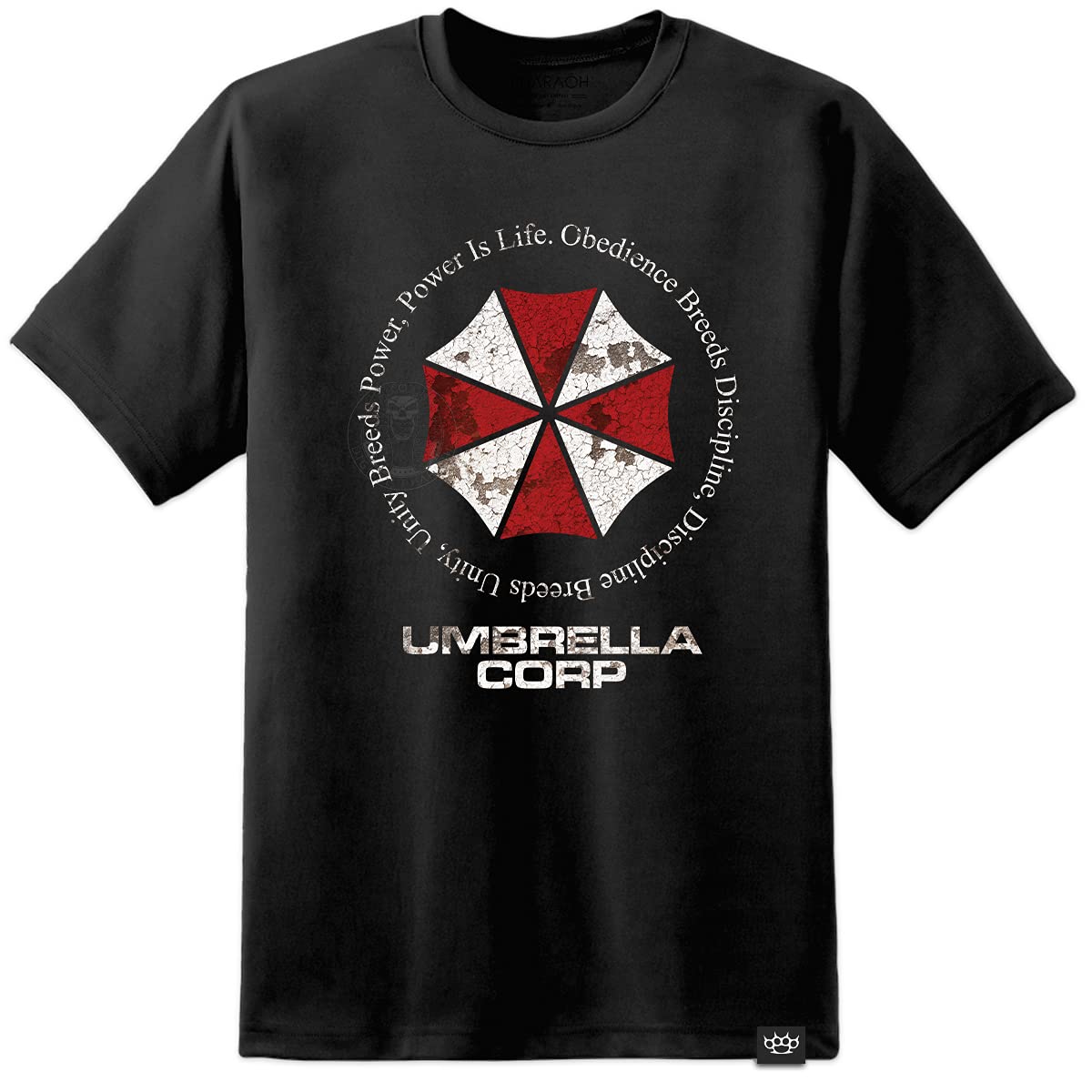 Dpx-1 Men's Black Resident Evil - Umbrella Corporation - Obedience Distressed T Shirt (S-3Xl) Capcom (2Xl)