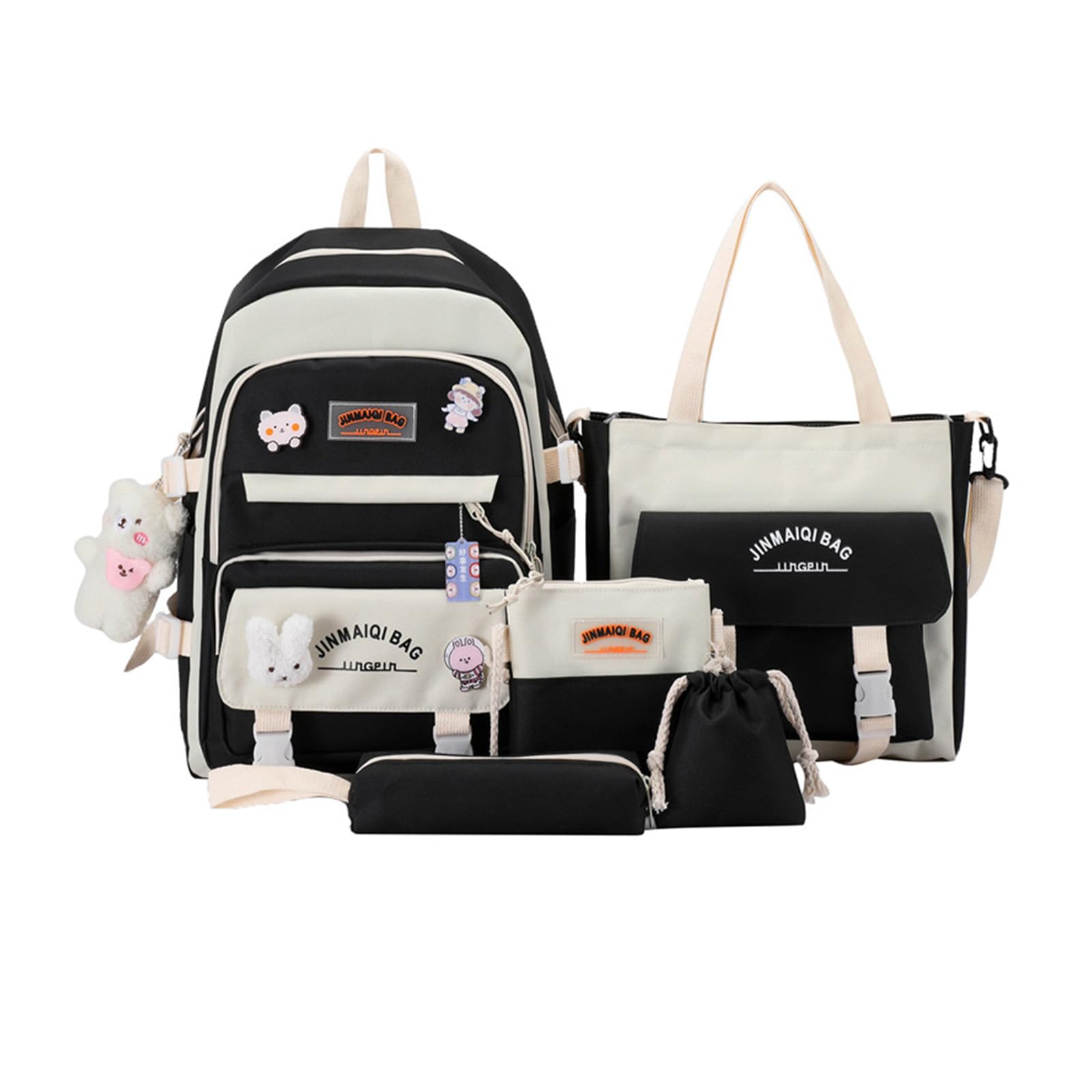 WIWIDANG Kawaii-rugzak, kawaii-rugzak met hanger, schattige schooltas, schattig meisje, campusrugzak, kawaii-rugzakset voor meisjes, jongens, tieners, roze, 31*44*15cm/12.20*17.32*5.90inch