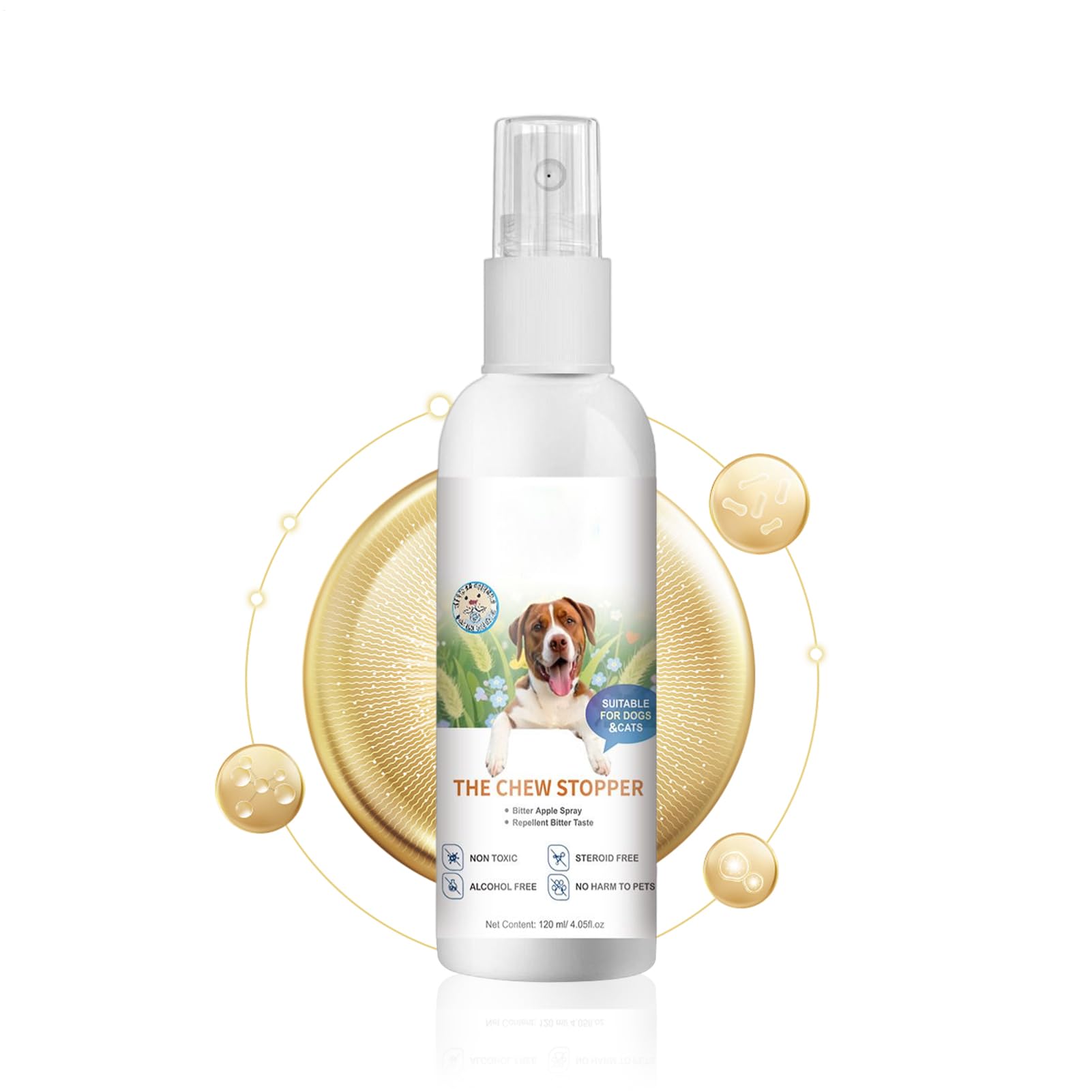 Spray anti-pipi pour chien | 120 ml pour chat – Aide au comportement pour l'urine, les déjections canines, meubles, tapis, maison, chiot, marquage, toilettes, aboiements, camping