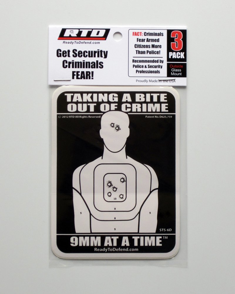 3-Pack - Taking a Bite Out of Crime 9MM at a Time - Security Window Decals Stickers Crime Deterrent