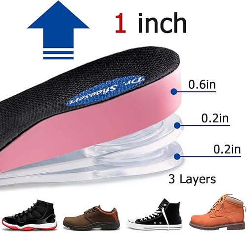 Miniatura 2 de Dr. Shoesert Plantillas de aumento de altura ajustable de 3 capas, insertos de elevación de talón con amortiguador de absorción de impactos de 34 de