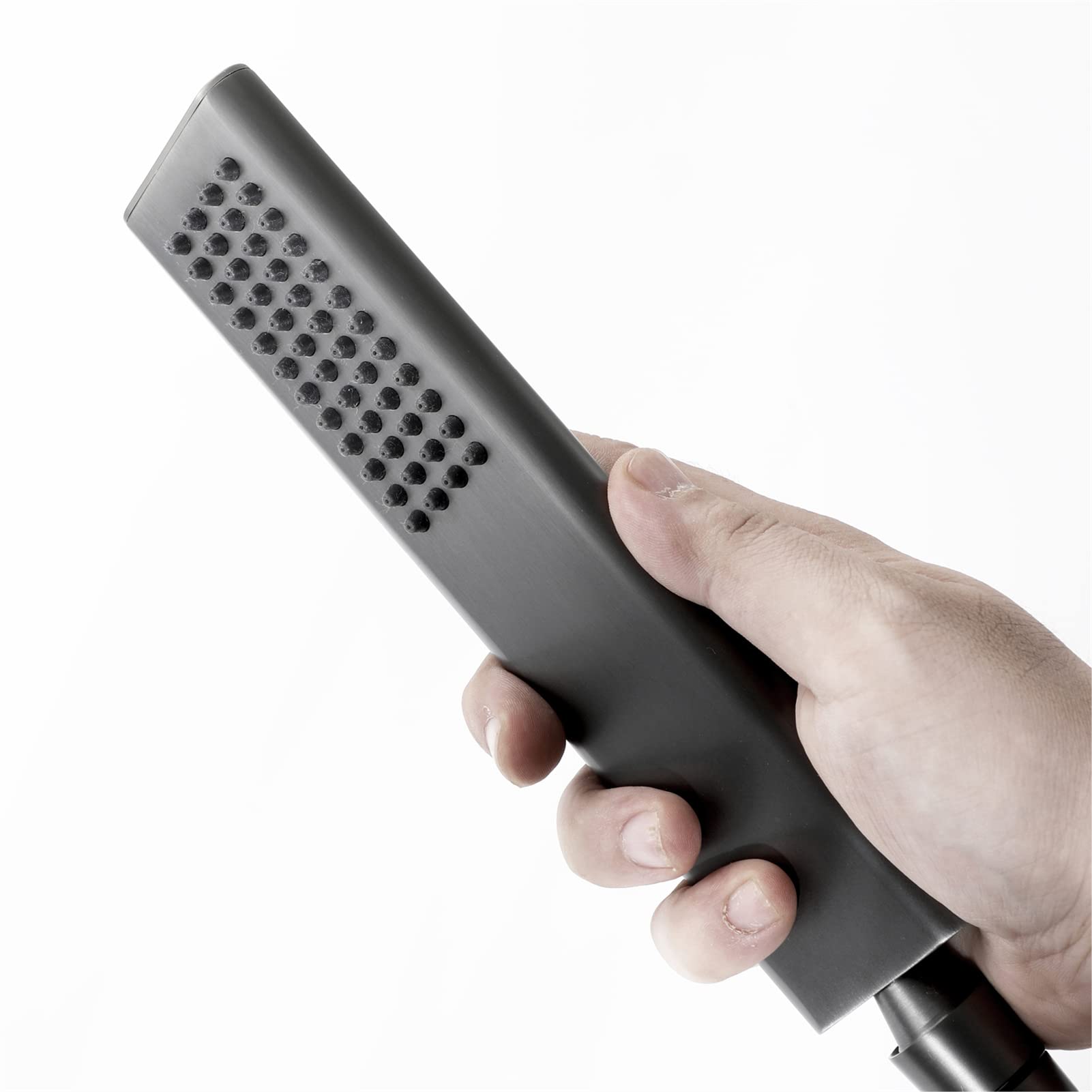 Cabezal de ducha de mano de alta presión con barra deslizante, kit de ducha montado en la pared, soporte ajustable y manguera, sistema de ducha al aire libre en acabado gris pistola