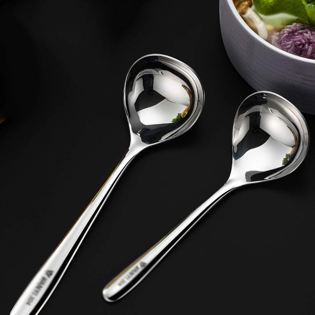 Lot De 2 Grandes Cuillères De Service En Inox 22,5 Cm – Idéales Pour Soupe, Salade, Pâtes – Poignées Longues Confort