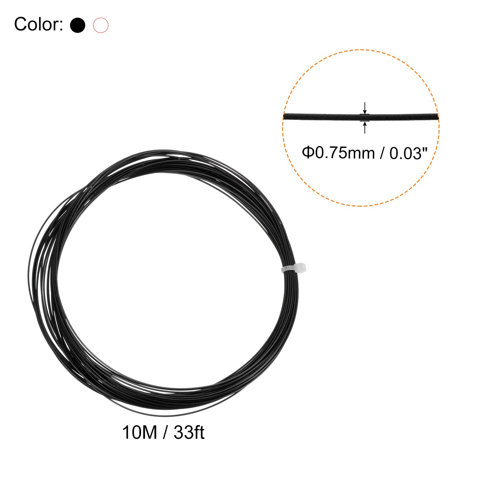 PATIKIL 10M x 0,75mm Bádminton Raqueta Cuerda, 4 Paquete Alta Flexibilidad Nylon Cuerda Reemplazo Hilo Línea Bádminton Reparación Accesorio, Negro/Blanco