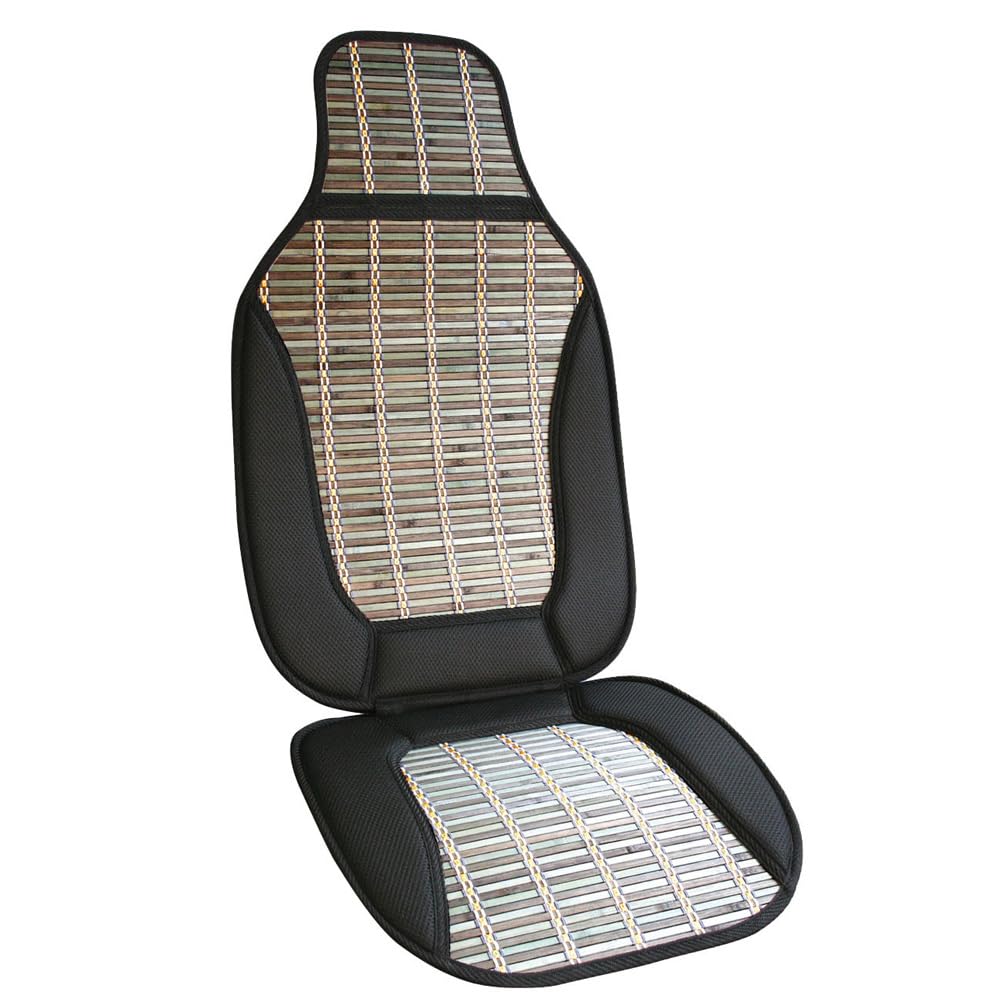 Krawehl - Respaldo de Verano para Asiento de Coche Modelo Bali, Funda Protectora de Fibra Vegetal, Cubre Asiento Antisudor Universal, Diseño Negro y Bambú