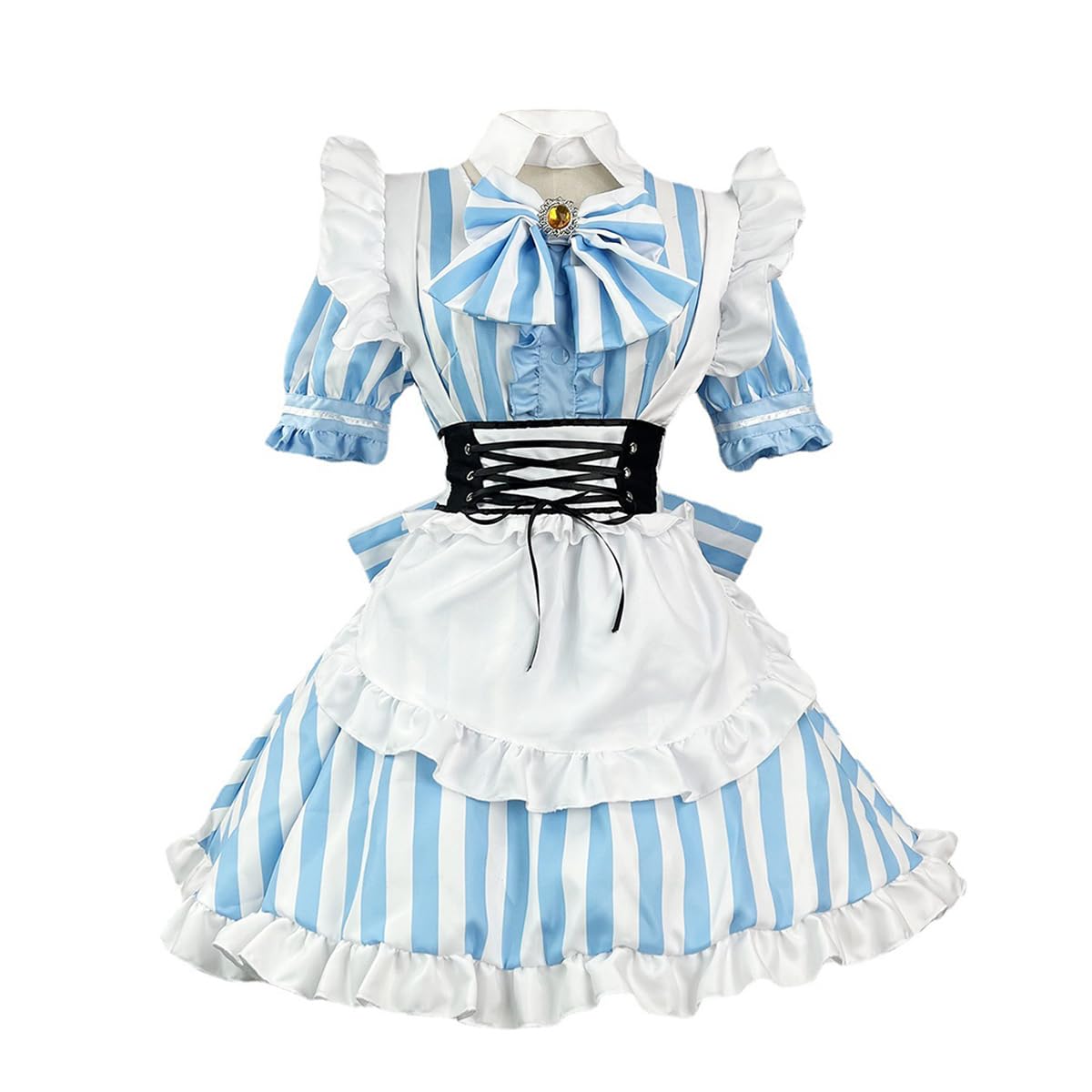 Shirakami Fubuki kostium cosplay gra niebieskie paski sukienka pokojówka cosplay pełny zestaw Halloween Boże Narodzenie przyjęcie fantazyjne stroje