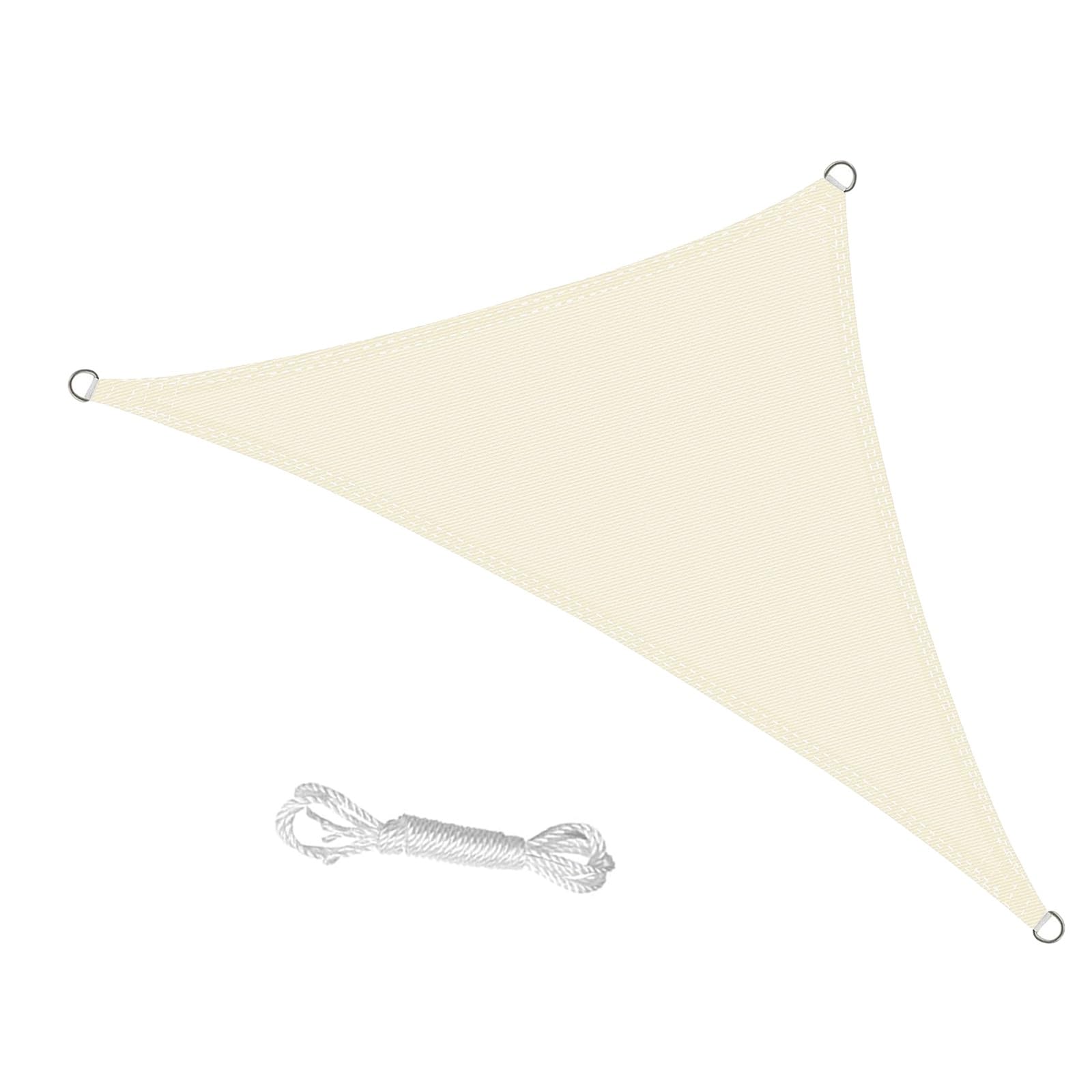 Sonnensegel dreieckig 3.60x3.60x3.60 m aus HDPE Gewebe wasserdurchlässig luftdurchlässig Sonnenschutz 95% UV Schutz für Terrasse Rasen Schwimmbad Hof Park Grillplatz(Beige,3.60mx3.60mx3.60m)