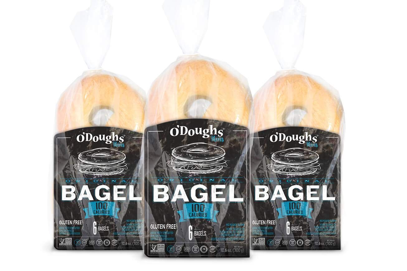 O'Dough Thins Gluten-Free Original Bagels - 100 Calorie Presliced Bagels, 3 Packs (10.58 oz Total)
