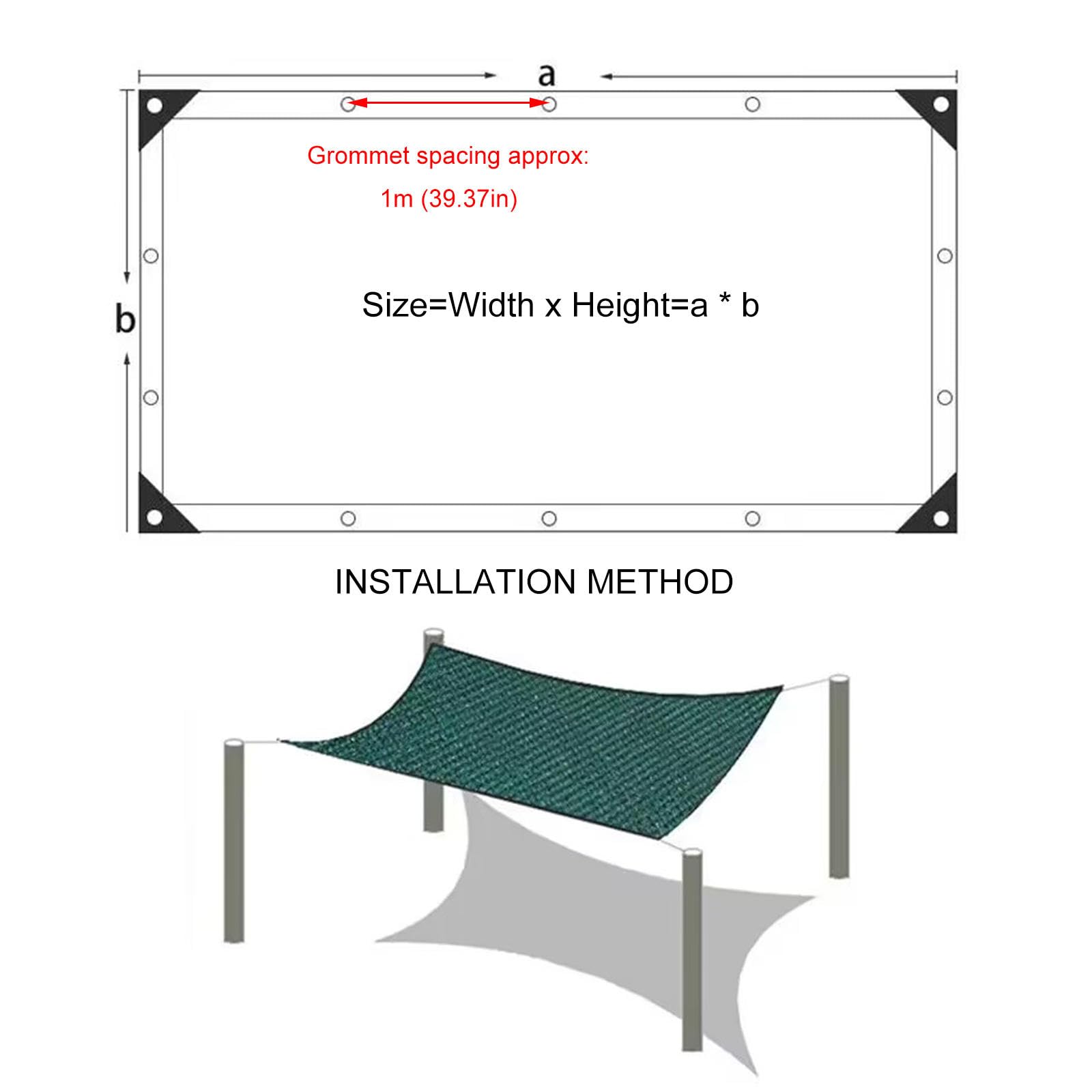 Red De Sombra Exterior 2×3m 2×5m 3×3m 3×4m 3×5m 4×5m Malla De Sombreo,55% Tela De Sombra,Invernadero Solar Sombra Paño,Vela Sombra,Lona Malla Sombreadora Con Ojales,Toldo,Green-6x9m(19.7*29.5ft)