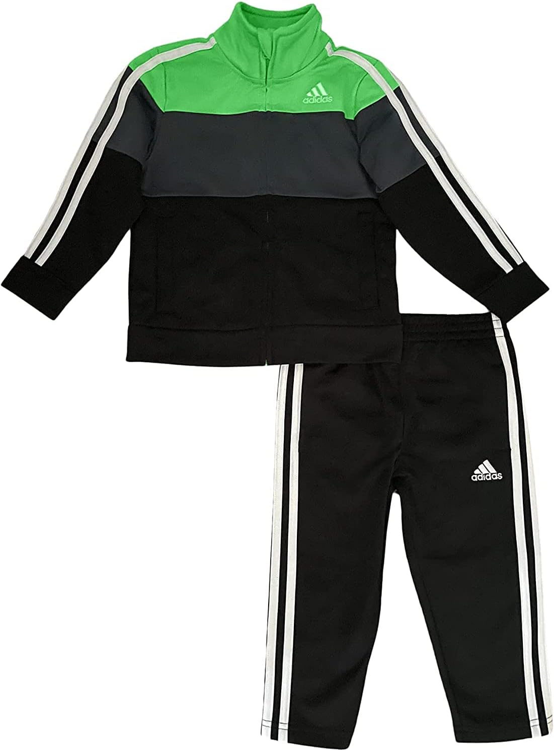 adidas Boys' Tricot Jacket & Pant Clothing Set (3T, Screaming Green)