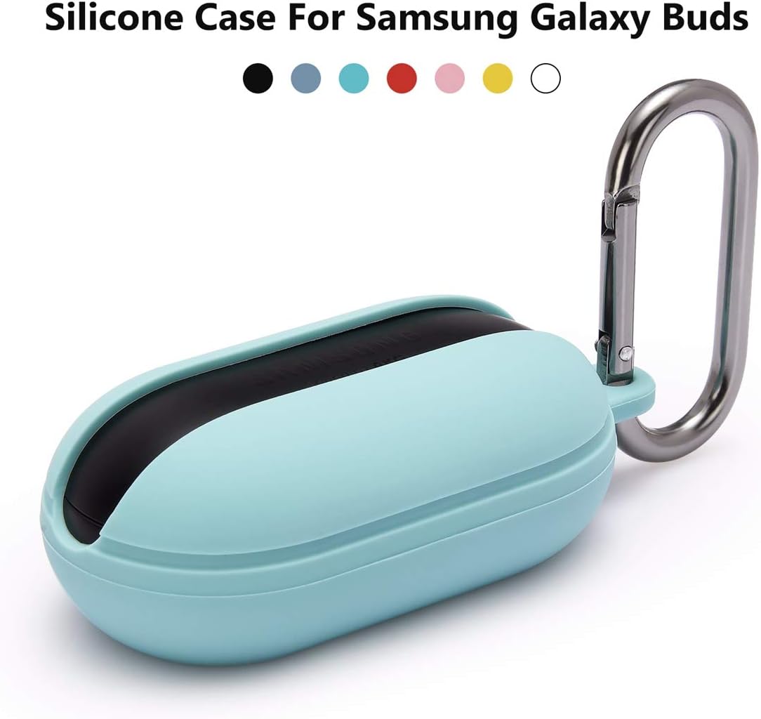 Teyomi Soft Silicone Case for Galaxy Buds+ Plus Case(2020) /Samsung Galaxy Buds Case(2019) with Anti-Lost Keychain, Shockproof, Anti-Dust, Protective Case Cover(Light Blue)