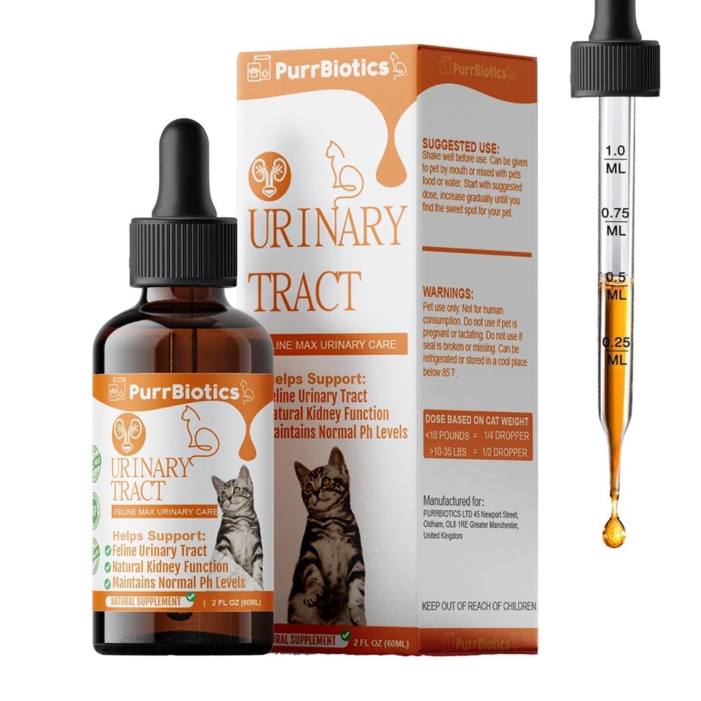 Urinary Support Drops for Cats, Natural UTI & Bladder Health Supplement, Cranberry, Marshmallow root & Herbal Blend