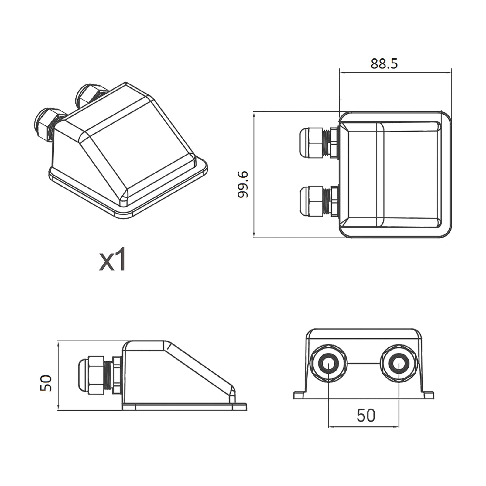 enjoy solar passe-câble double en ABS Spoiler de maintien du module solaire en noir, idéal pour les camping-cars Caravanes Bateaux