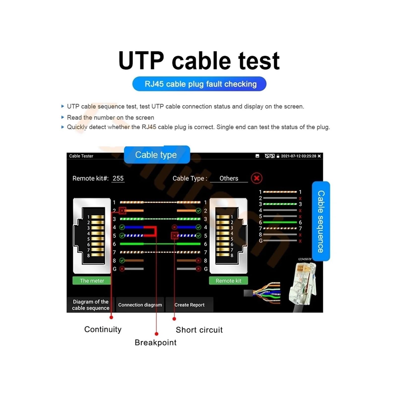 tester di rete, Tester Portatile For Telecamere IP CCTV 8K 8MP AHD CVI TVI Analogico For Cavi WIFI UTP - Perfetto For Installazioni(IPC-1900C Plus)