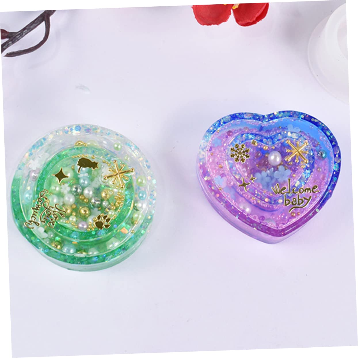 HOMSFOU 3 Set Stampo In Silicone Quicksand Per Portachiavi Anelli Stampo Per Colata Artigianale All'Ingrosso Portachiavi Fai Da Te Creazione Di Per Portachiavi 8 pezzi*3