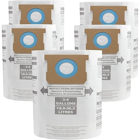 Type E H VF2004 Stanley 6-Gallon Shop Vac Vacuum Dust Filter Bags (5 Pack
