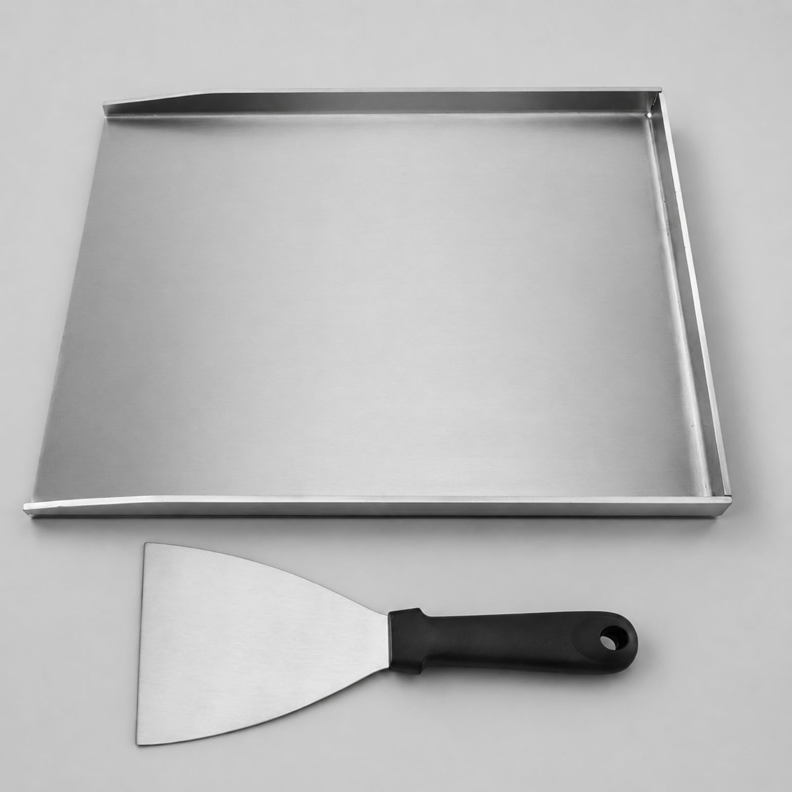 Plancha Rectangular Acero Inoxidable Resisn Plancha con Paleta Incluida Universal Sartén Griddle Acero Inoxidable para Acampada