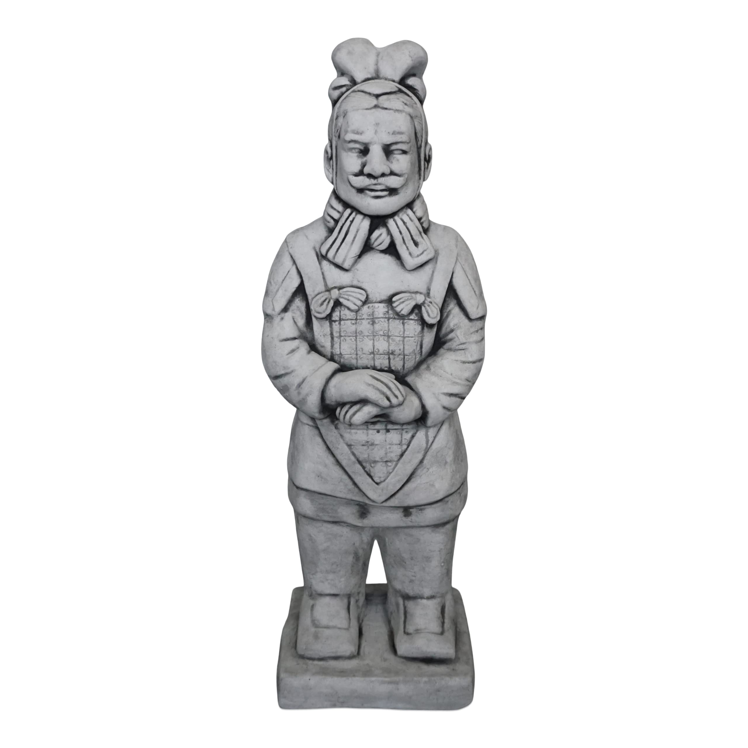 gartendekoparadies.de Terrakotta-Krieger, Steinfigur, 60 cm, 17 kg, Grau | Steinguss, Frostsicher für Aussenbereich, Asiatische Gartendeko