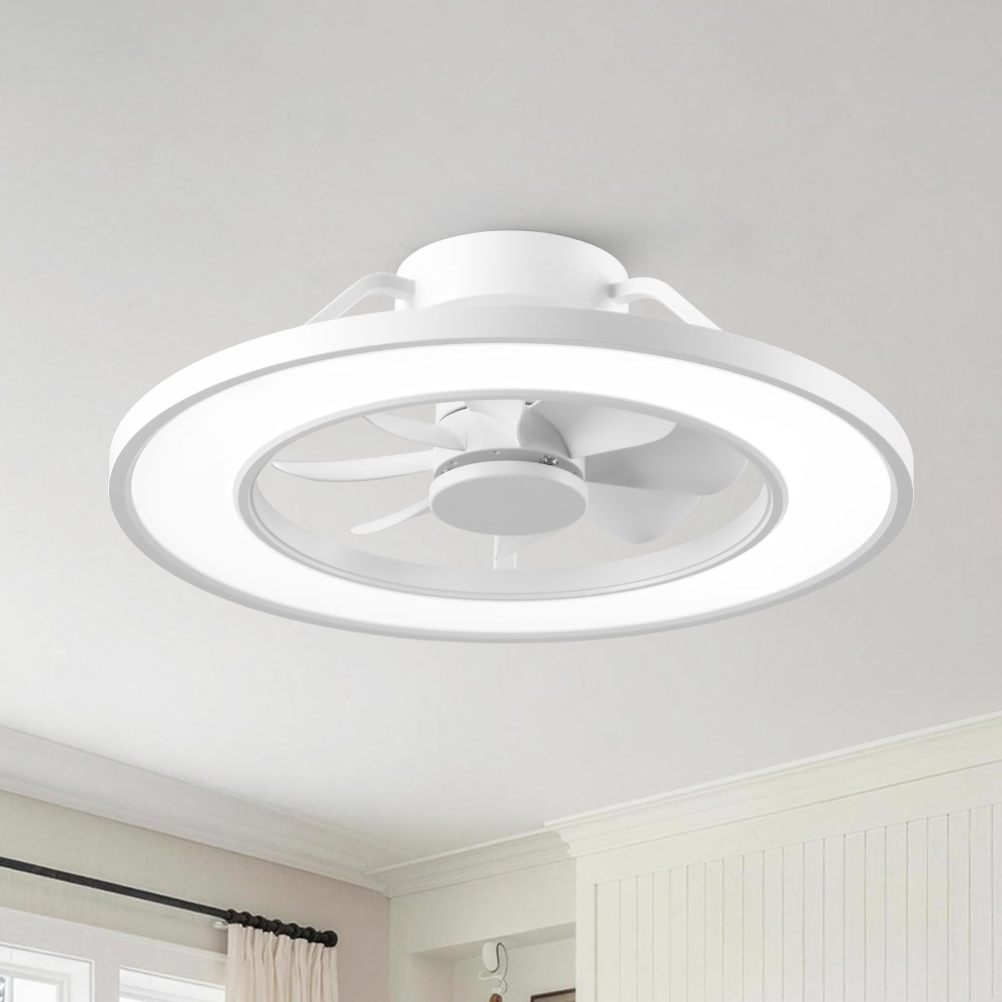 Parrot Uncle 50cm Ceiling Fans with Lights and Remote & WiFi App Control Reversible, Dimmable 3000/4000/6500k RGB LED Light,6 Speed Silent Fan,White Light Fan Fixture for Bedroom Living Room