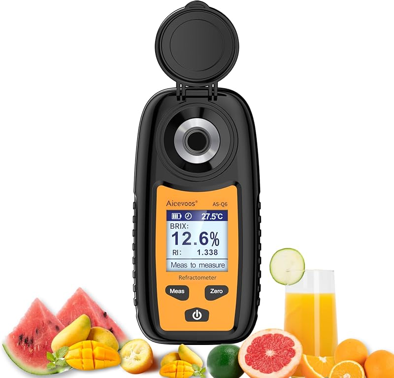 Digital Sugar Brix Refractometer brix Meter Automatic Temperature Compensation Range 0-35%，±0.2% Precision, Perfect for Fruits, Juices, Vegetables, Drinks and Coffee