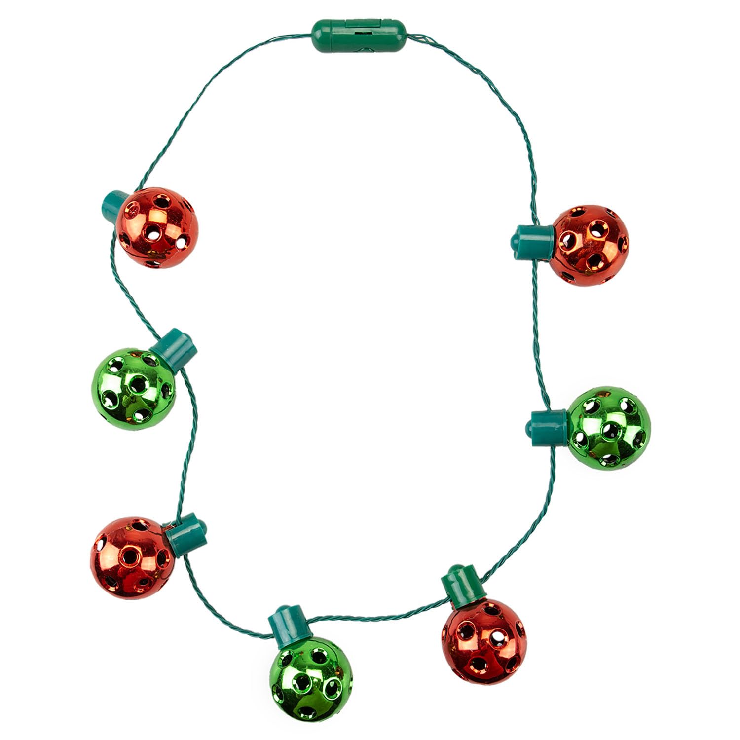 Vfm E-Store Red, Green - Christmas Light Up Necklace Christmas Bauble Decoration X 1 Stocking Filler Xmas Present Celebration Festive Winter Ornaments - One Size