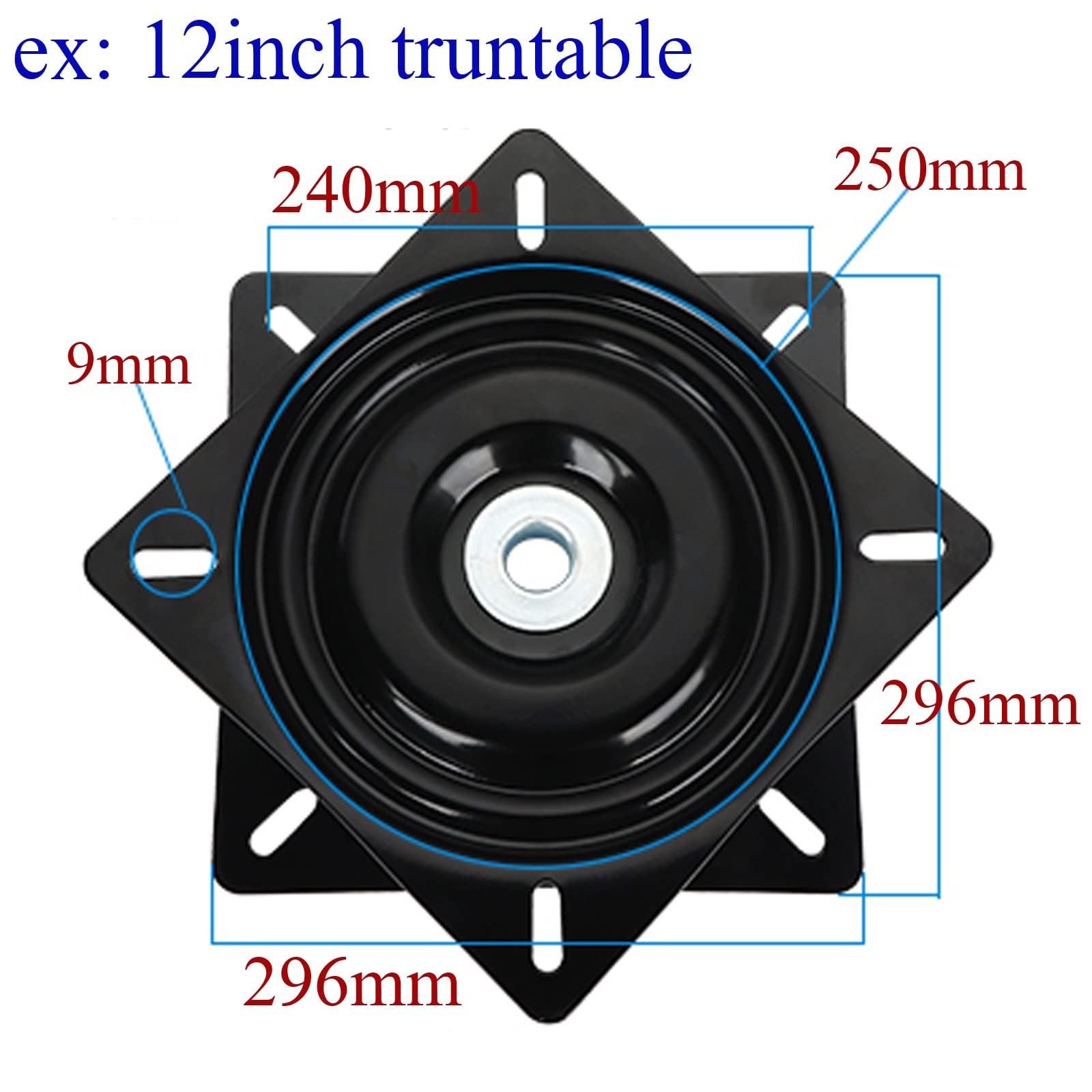 Base girevole con piastra orientabile, Giradischi con cuscinetti a sfera in acciaio laminato a freddo, rotazione di 360 gradi, dimensioni multiple, nero(6inches)
