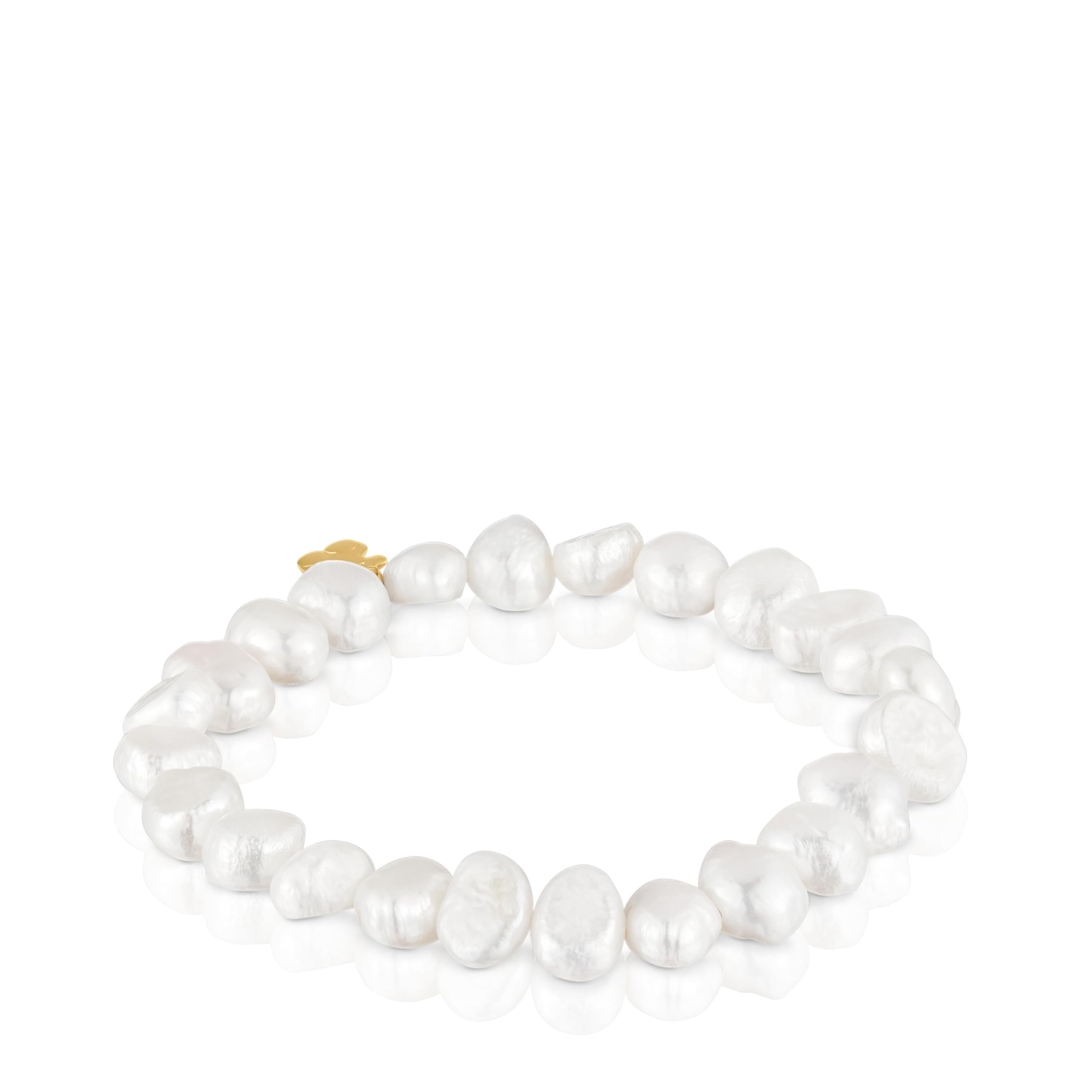 TOUS Pulsera elástica con perlas cultivadas y baño de oro 18 kt sobre plata, Para Mujer, Colección Basics