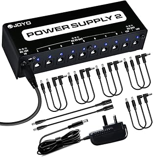 JOYO Guitar Pedal Power Supply Pedal Board Guitar Power Supply with DC 18V Pedal Power Adapter & 9V 100mA 500mA Isolated DC Output for 9V 12V 18V Effect Pedals JP-02