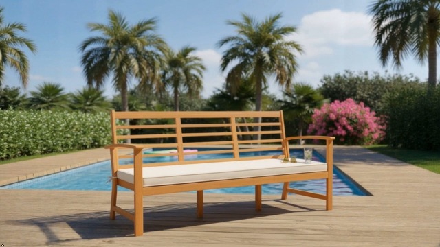 Amazon.com: Tangkula 64 Inch Patio Acacia Wood Bench, 3-Seat Extra