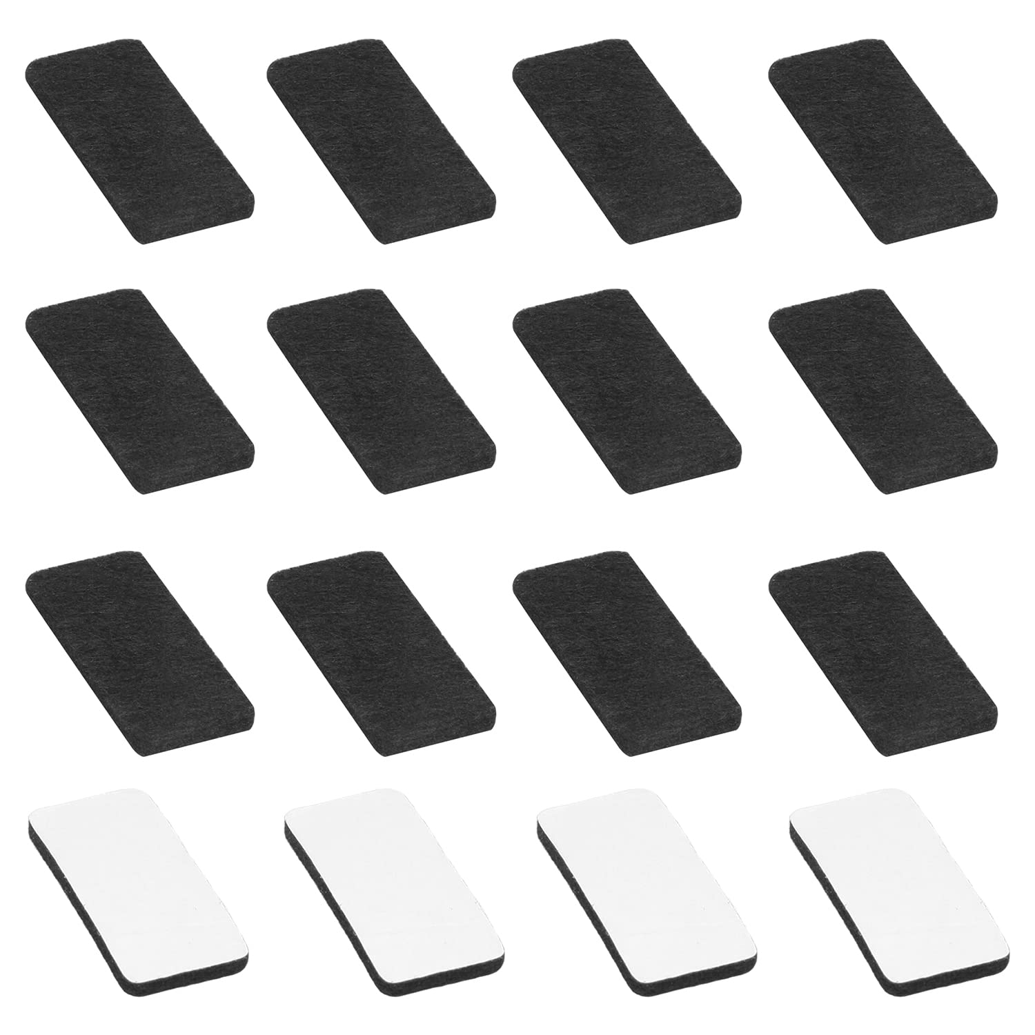 MroMax Furniture Pads 40mm x 20mm Adhesive Felt Pads 3mm Thick Black 16Pcs