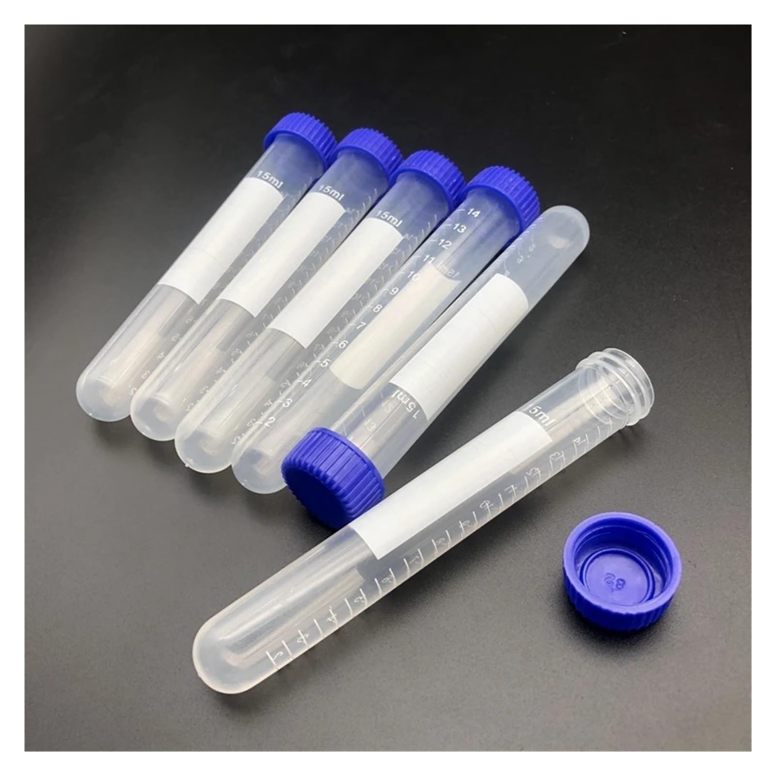 100 Piezas/Lote 15 ml Tubo de centrífuga de plástico Transparente PP Microcentrífuga de Fondo Redondo con tapón de Rosca Viales de Muestra de Prueba de plástico