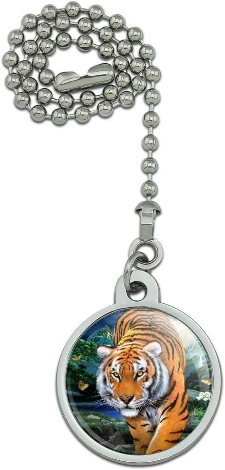 GRAPHICS & MORE Tiger Stalking at Sunset Butterflies Ceiling Fan and Light Pull Chain