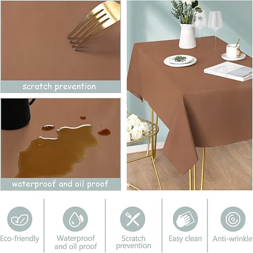 Miniatura 10 de Mantel para mesas rectangulares, mantel de cuero suave, impermeable, lavable, para fiestas, picnic y campamento, manteles al aire libre (negro, 54 x