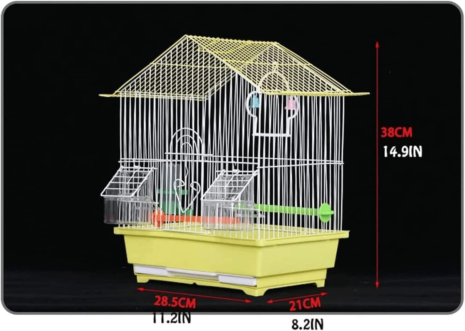 Jaula para pájaros, Jaula de Metal y Hierro portátil para pájaros, transportín pequeño para pájaros, casa Ornamental (Amarilla)