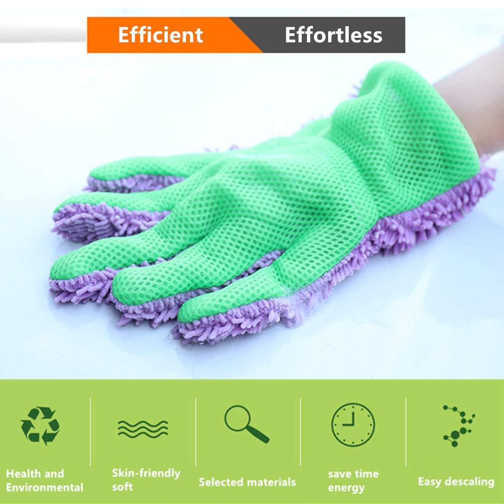 Naapesi 4 Pièces Gants De Lavage Voiture Microfibre Chenille - Ultra Doux Et Absorbants