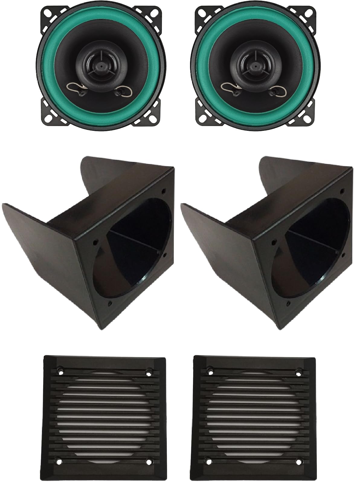 IPNOSIS Kit 2 casse IP-01100 per Fiat Panda 141 dal 1986 al 2003 + 2 Box anteriori + 2 Griglie Nere da 10cm