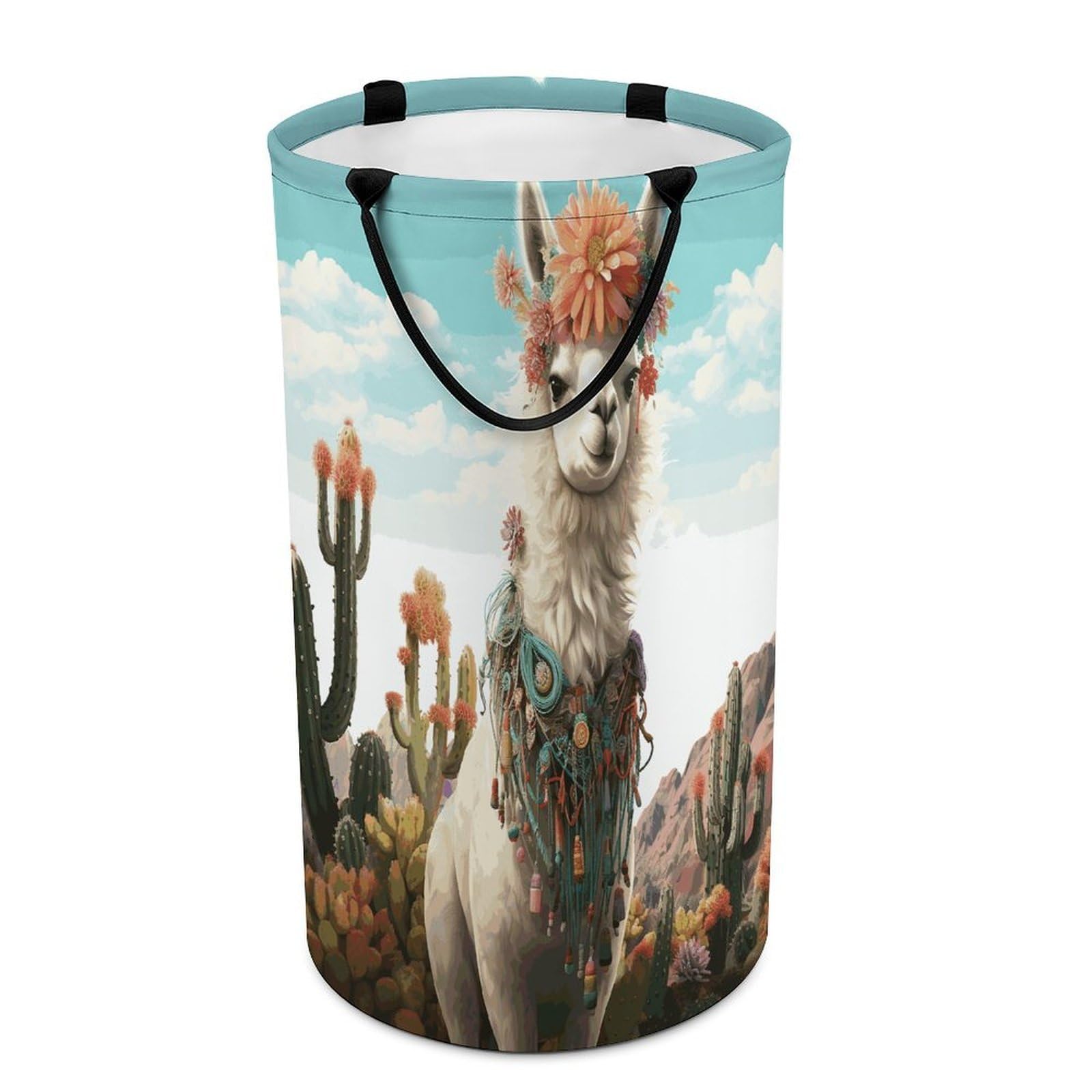 Mexican Llama Cactus Dirty Clothes Basket Large Capacity Laundry Basket Freestanding Laundrys Hampers Tall Collapsible Clothes Hamper for Blankets Toys